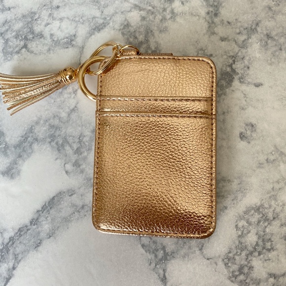 Faux Leather Credit Card Clutch Rose Gold NEW - Picture 2 of 6
